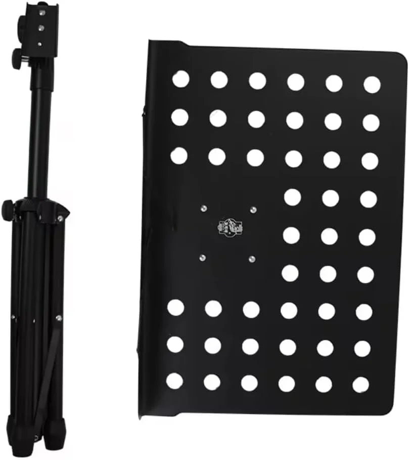 پایه نت حرفه ای با ارتفاع قابل تنظیم، ساختار فلزی، نگهدارنده نت سوراخ دار، مشکی