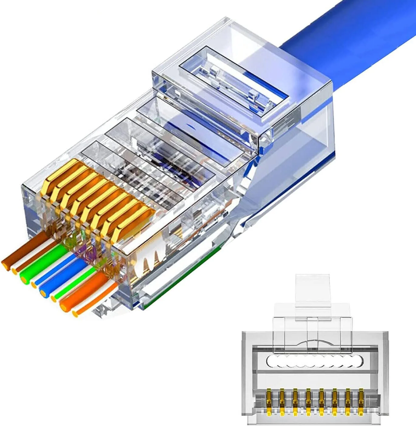 اتصالات عبوری RJ45 تاراذهین (بسته 50 عددی) اتصالات Cat 6 RJ45، برای کابل اترنت، سرهای Cat6/Cat5 8P8C ماژولار، دوشاخه شبکه UTP، شبکه LAN با روکش طلا | عبور RJ45