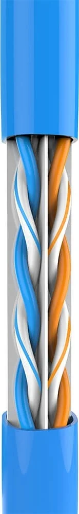 کابل شبکه تندا Cat6 UTP 4PR-23AWG، 305 متری، قطر 0.57 میلی‌متر، مس بدون اکسیژن، روکش آبی، تداخل پایین | TEC-6000-305