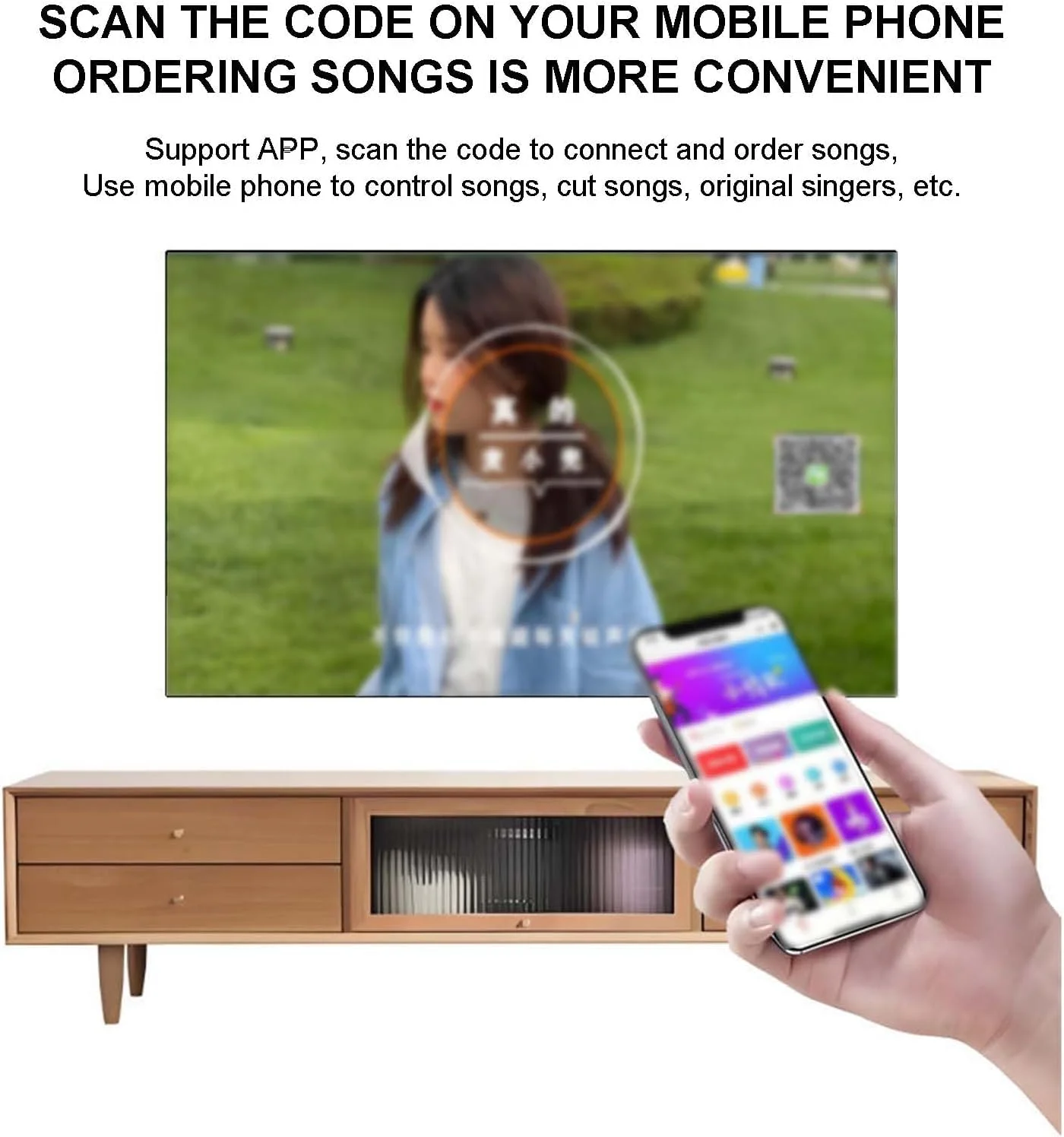 دستگاه کارائوکه صفحه لمسی 20 اینچی، کیفیت 4K HD، اسکن کد برای تلفن همراه، اتصال WiFi، پخش فیلم، دانلود میلیون ها آهنگ، پشتیبانی از چند زبان، 1 ترابایت