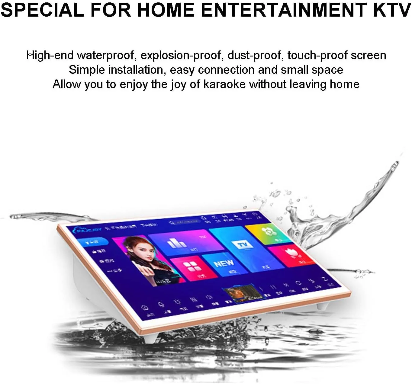 دستگاه کارائوکه هوشمند 19 اینچی همه کاره، عملکرد تقویت کننده، WiFi و برنامه ها، بیش از 20 زبان، مناسب برای دورهمی های خانگی، آواز خواندن، فیلم، بازی، 500G-8TB، 8T، سفید