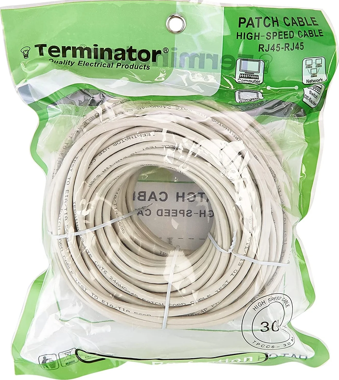 کابل شبکه CAT6 با سرعت بالا 30 متری - سفید | TRZ-TPCC6-30M