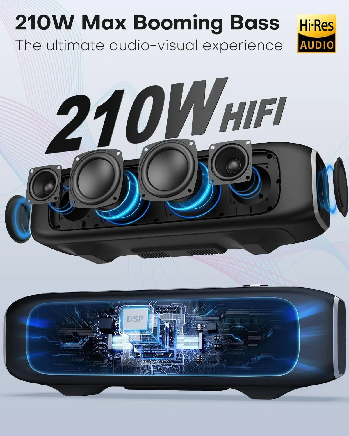 دستگاه کارائوکه با 2 میکروفون، ساب ووفر 2.1 کاناله، ساندبار سینمای خانگی برای تلویزیون هوشمند، بلوتوث/HDMI/ARC/TF-Card/WiFi، بلندگوی بلوتوث HiFi برای خانه، فضای داخلی، مهمانی