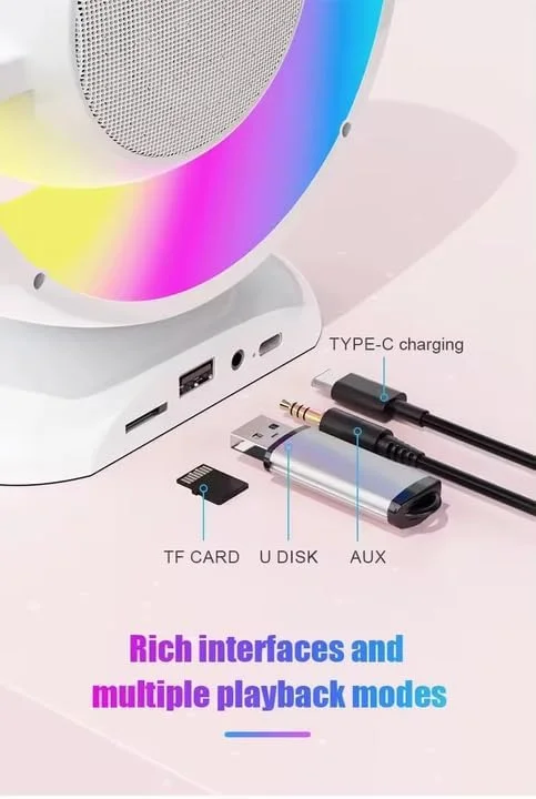 اسپیکر بلوتوثی بی‌سیم قابل حمل YS-110 با نور LED، مناسب کارائوکه خانگی به همراه میکروفون