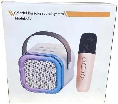 سیستم اسپیکر کارائوکه قابل حمل با چراغ های LED، میکروفون بی سیم، اسپیکر بلوتوث، مدل K12