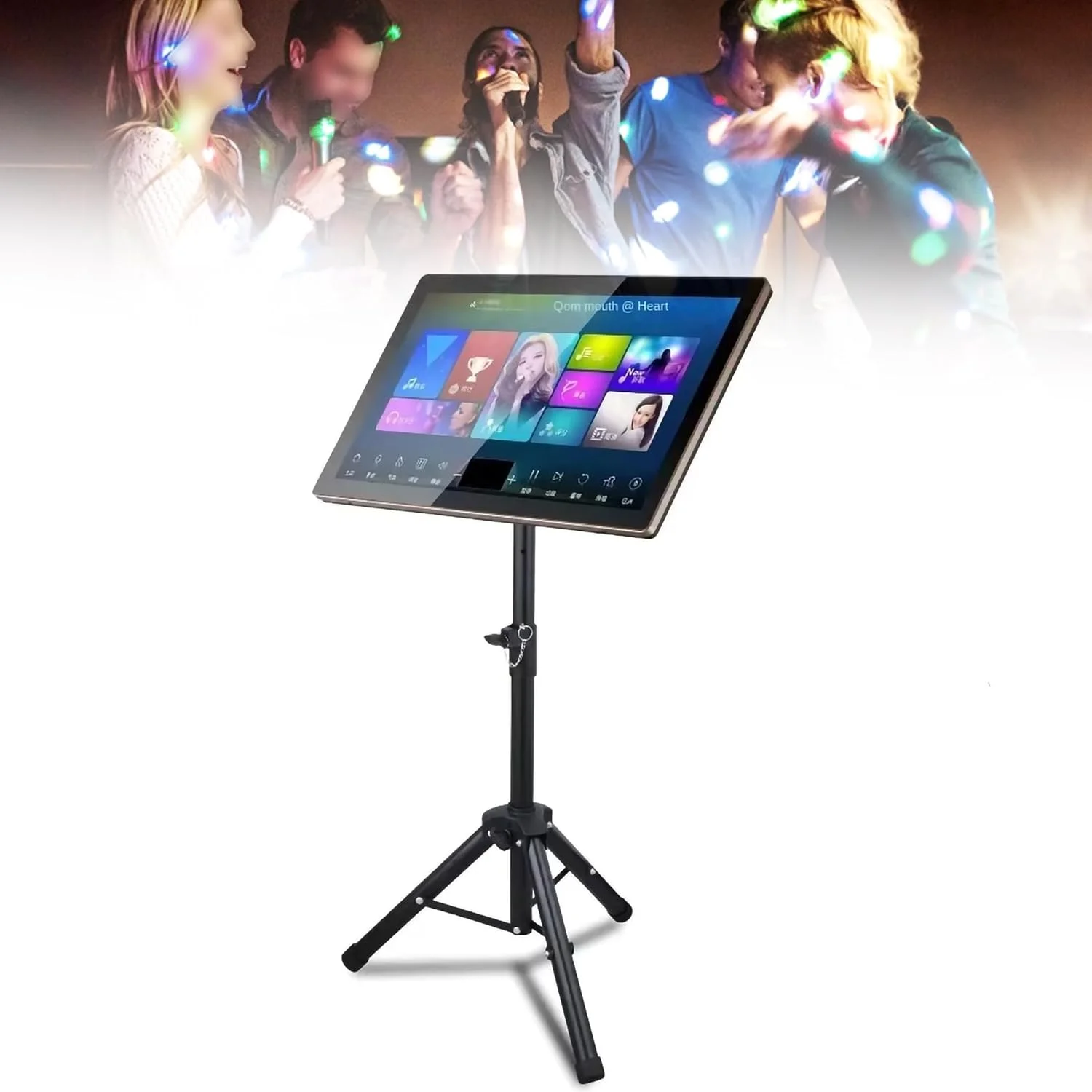 دستگاه کارائوکه همه کاره قابل حمل در فضای باز با صفحه نمایش ال ای دی 19.5 اینچی، کنترل صوتی هوشمند، اپلیکیشن موبایل، خروجی HDMI و صدای استریو 200 واتی برای کارائوکه خانوادگی، فیلم و تلویزیون آنلاین، 1 ترابایت