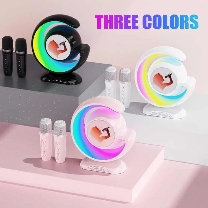 اسپیکر بلوتوثی بی‌سیم قابل حمل YS-110 با نور LED، مناسب کارائوکه خانگی به همراه میکروفون
