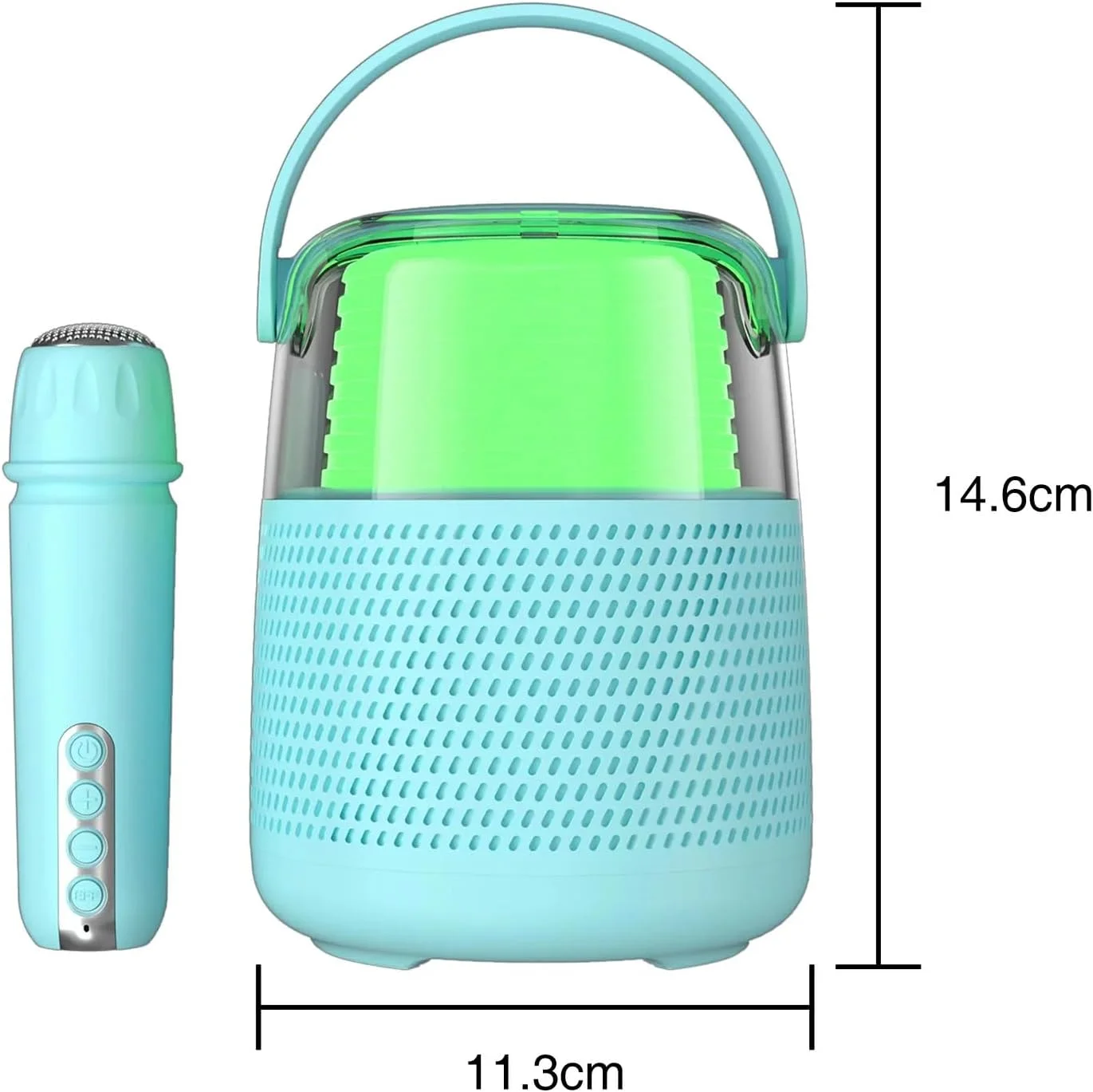 دستگاه کارائوکه قابل حمل برای بزرگسالان و کودکان، بلندگوی بلوتوثی قدرتمند 16 واتی با میکروفون بی سیم، 11 نور رنگارنگ RGB و جلوه های تغییر صدا، ایده آل برای مهمانی، کمپینگ و هدیه (آبی)