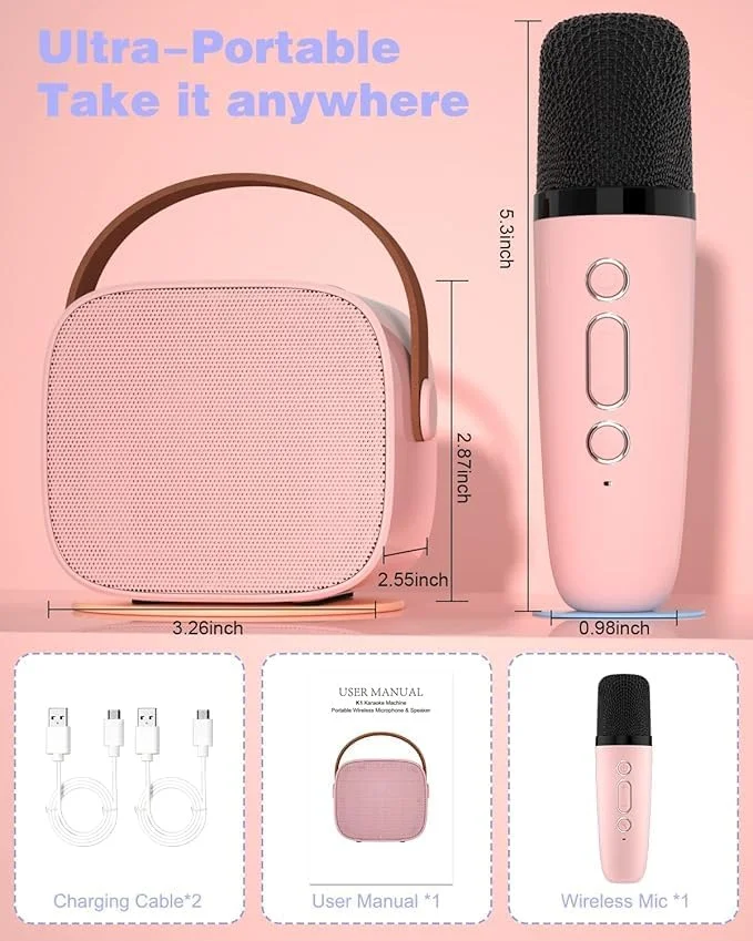 میکروفون کارائوکه قابل حمل با اسپیکر بلوتوث LED، میکروفون بی سیم برای TikTok، هدیه تولد اسباب بازی برای دختر صورتی، 13.5 سانتی متر با چند رنگ میکروفون کارائوکه قابل حمل با اسپیکر بلوتوث LED، میکروفون بی سیم برای TikTok، هدیه تولد اسباب بازی برای دختر صورتی، 13.5 سانتی متر با چند رنگ