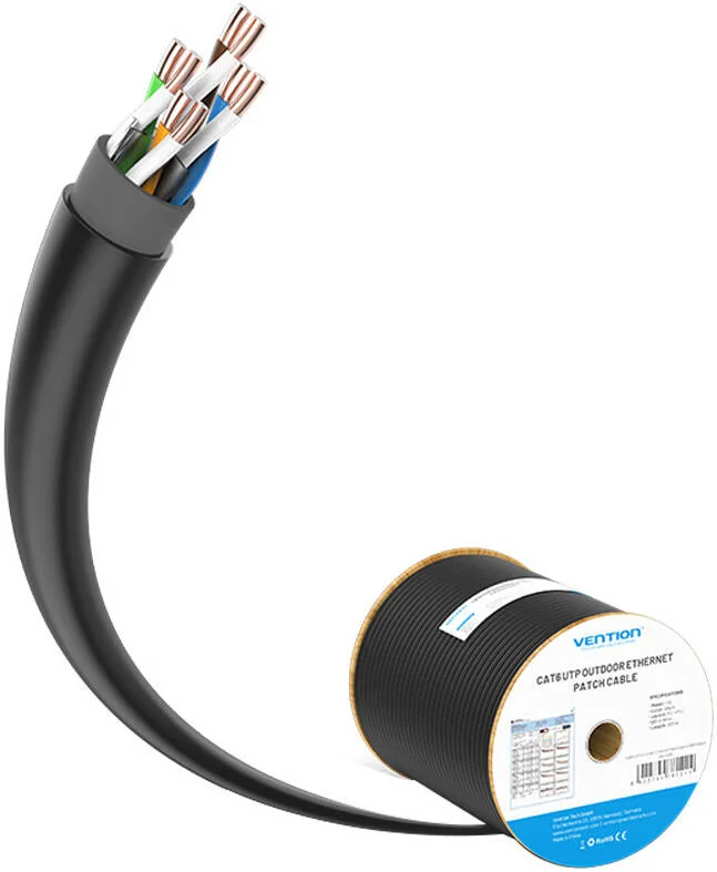 کابل شبکه Cat.6 UTP وِنشن، سرعت انتقال 1000 مگابیت بر ثانیه، رسانای مس بدون اکسیژن، روکش PVC، گیج سیم 23AWG، طول کابل 305 متر، مشکی | IHLB305