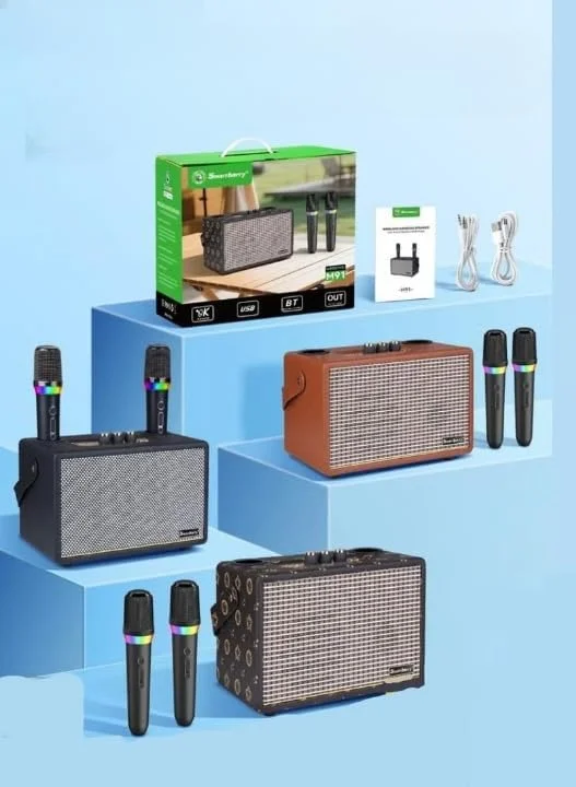سیستم کارائوکه قابل حمل M91، بلوتوث، دو میکروفون بی سیم، نور RGB، بلندگو برای مهمانی ها و رویدادهای خانگی