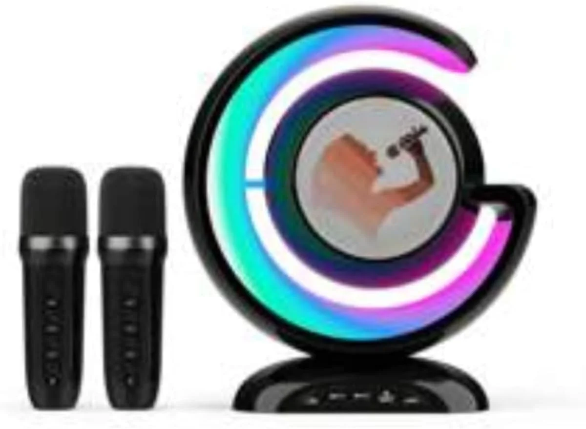 دستگاه کارائوکه خانگی قابل حمل، بلندگوهای بلوتوثی بی سیم تک/دوتایی میکروفون K-Song برای مهمانی های فضای باز، عروسی | کیفیت صدای بالا، عمر باتری طولانی، چراغ های LED، بلندگوی قابل حمل باس