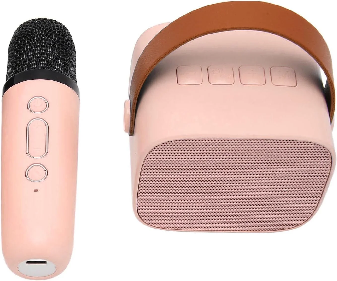 اسپیکر ماشین کارائوکه مینی قابل حمل با میدان صوتی بزرگ و میکروفون بی سیم برای دورهمی های خانوادگی - صورتی