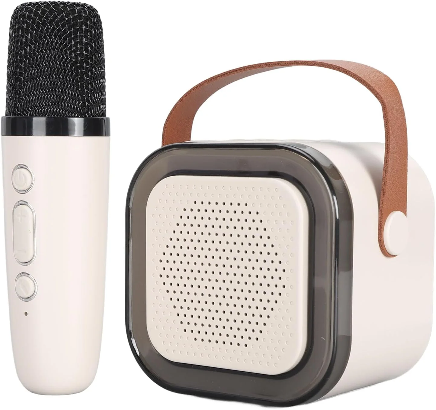 دستگاه کارائوکه قابل حمل برای کودکان و بزرگسالان، بلندگوی بلوتوث کوچک با میکروفون، با نور پویا LED، هدیه تولد (سفید)
