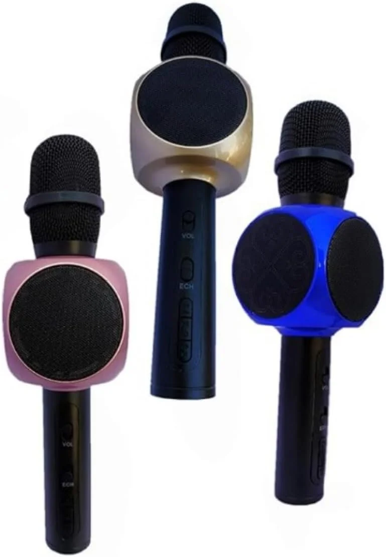 میکروفون کارائوکه بلوتوثی قابل حمل با بلندگوهای دوگانه داخلی، کنترل اکو و صدا، صدای HD، سرگرم کننده برای تمام سنین، قابل حمل و شارژی - ایده آل برای مهمانی ها، مسافرت و سرگرمی های خانوادگی