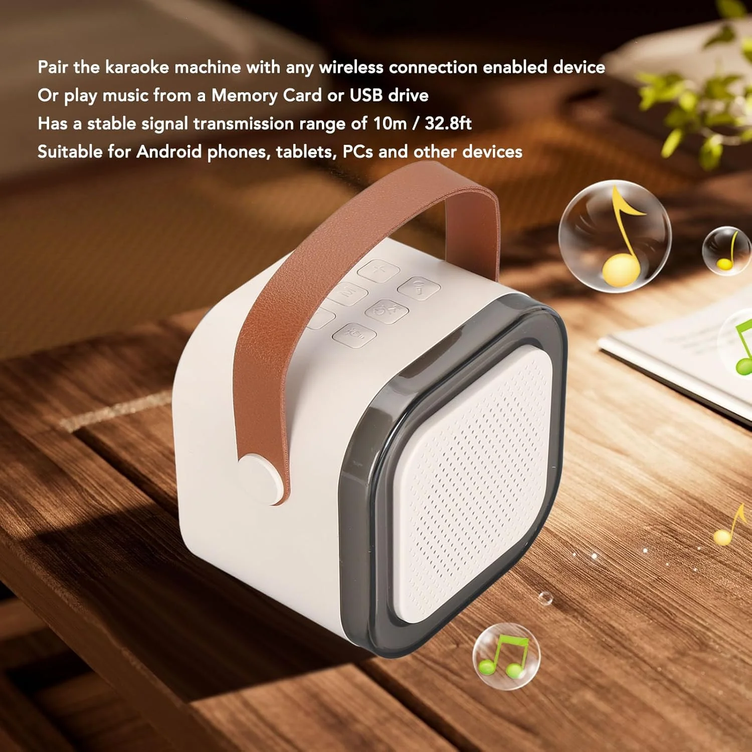 دستگاه کارائوکه قابل حمل برای کودکان و بزرگسالان، بلندگوی بلوتوث کوچک با میکروفون، با نور پویا LED، هدیه تولد (سفید) دستگاه کارائوکه قابل حمل برای کودکان و بزرگسالان، بلندگوی بلوتوث کوچک با میکروفون، با نور پویا LED، هدیه تولد (سفید)