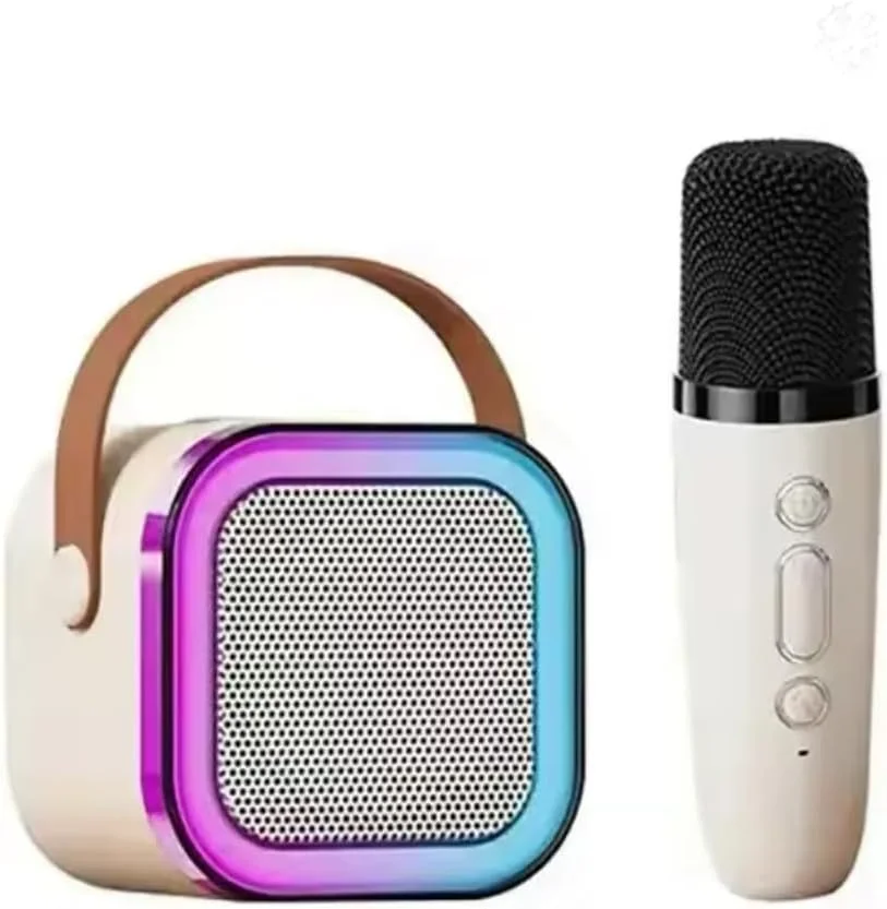 دستگاه کارائوکه قابل حمل با نمایشگر ۱۳.۵ سانتیمتری، بلندگوی بلوتوث، نورهای RGB، میکروفون بیسیم دستگاه کارائوکه قابل حمل با نمایشگر ۱۳.۵ سانتیمتری، بلندگوی بلوتوث، نورهای RGB، میکروفون بیسیم