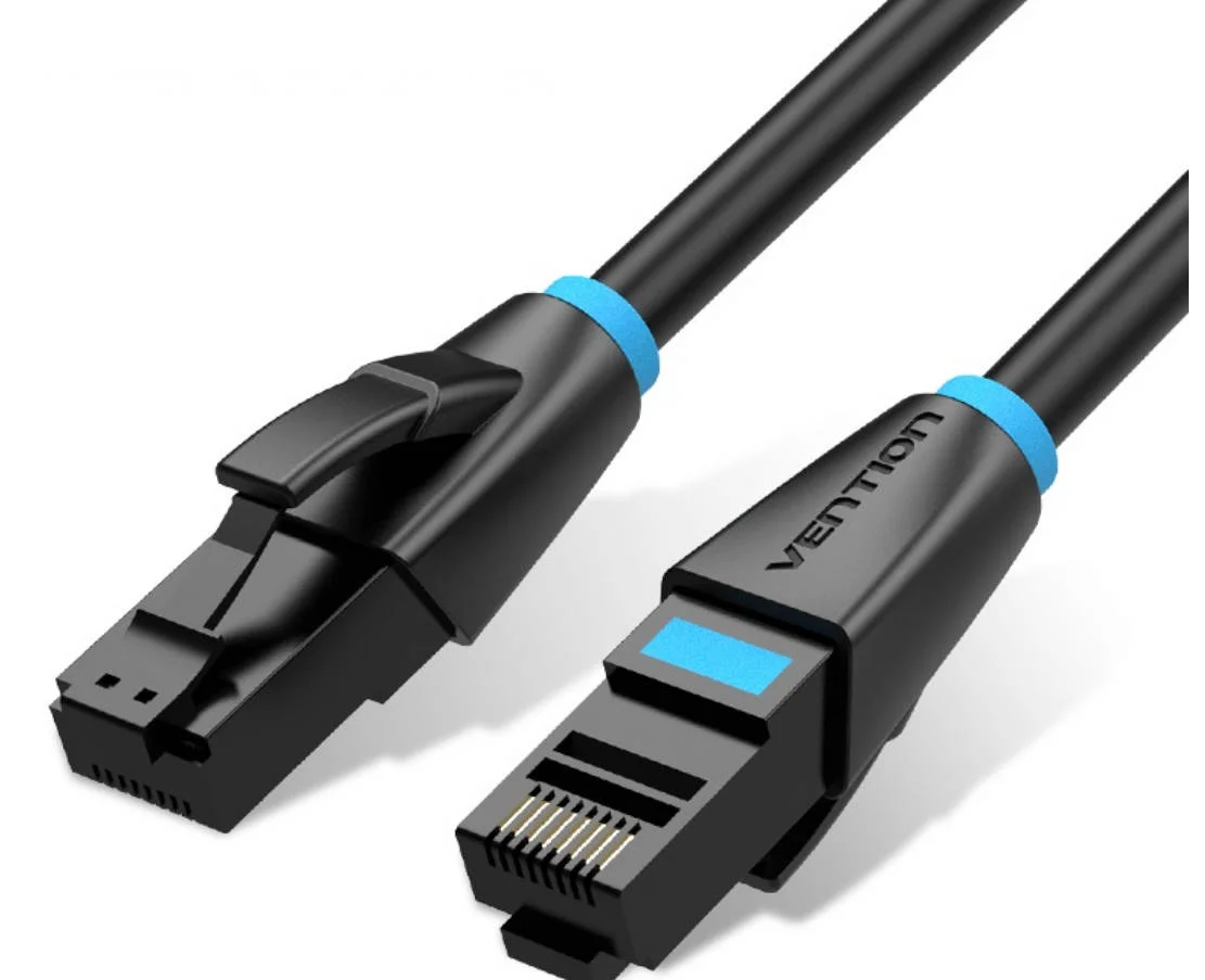 کابل شبکه Cat 6 UTP گرد Vention، سرعت بالا 1000 مگابیت بر ثانیه، برای روتر اینترنت / کامپیوتر / مودم، طول 40 متر، مشکی | IBKBV