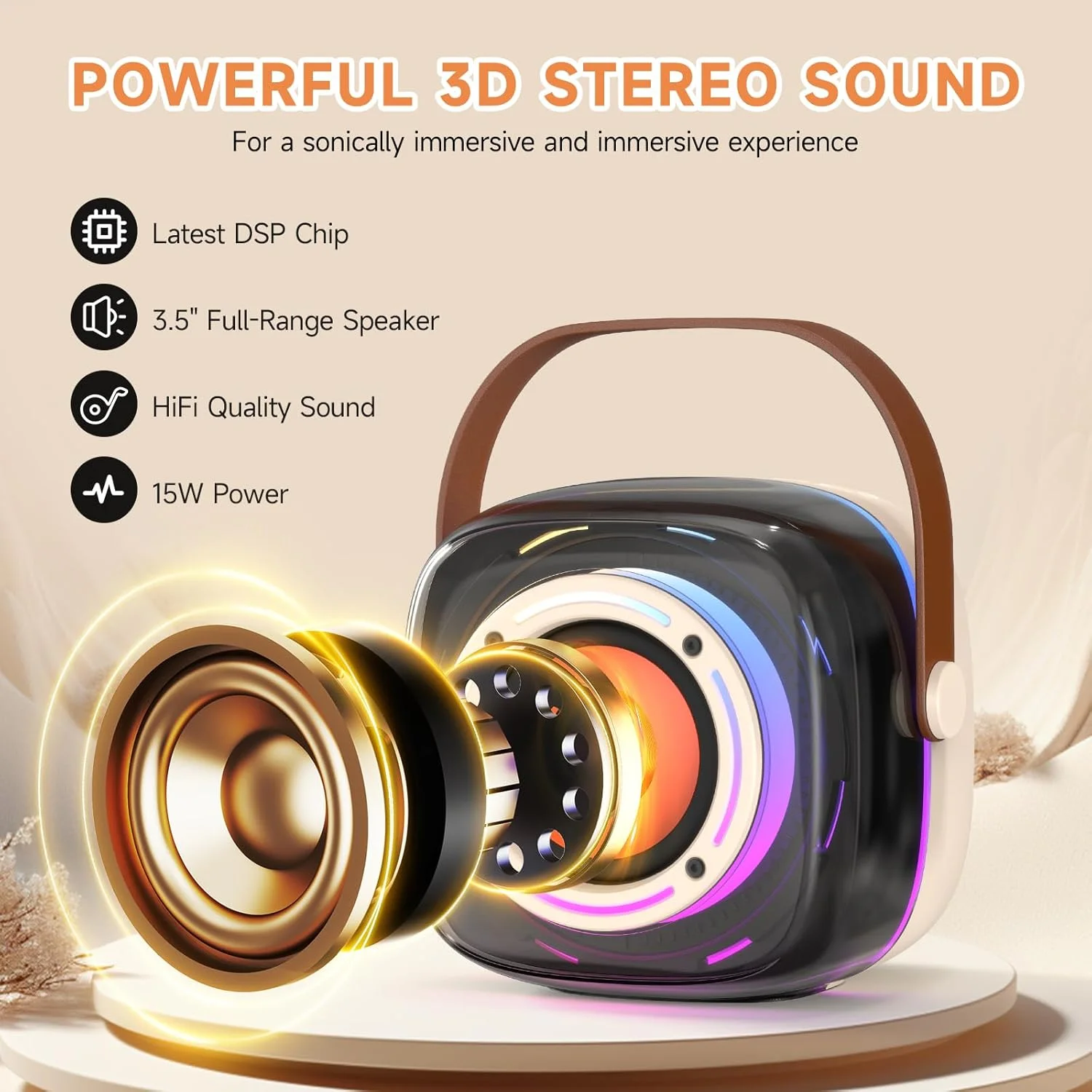 دستگاه کارائوکه کوچک برای کودکان و بزرگسالان، اسپیکر کارائوکه بلوتوث قابل حمل با 2 میکروفون بی سیم و چراغ های LED رنگارنگ، هدیه ایده آل برای دختران و پسران (بژ گرم) دستگاه کارائوکه کوچک برای کودکان و بزرگسالان، اسپیکر کارائوکه بلوتوث قابل حمل با 2 میکروفون بی سیم و چراغ های LED رنگارنگ، هدیه ایده آل برای دختران و پسران (بژ گرم)