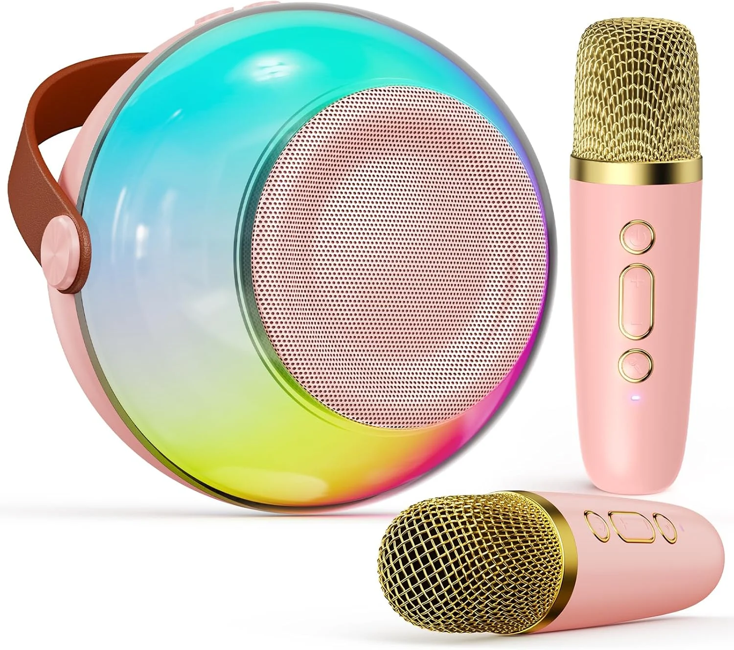 دستگاه کارائوکه کوچک برای کودکان و بزرگسالان، اسپیکر بلوتوث قابل حمل با 2 میکروفون بی سیم، اسباب بازی های کارائوکه برای مهمانی خانوادگی، هدیه تولد برای دختران 4، 5، 6، 7، 8، 9، 10، 12+ ساله، کودکان نوپا، نوجوانان