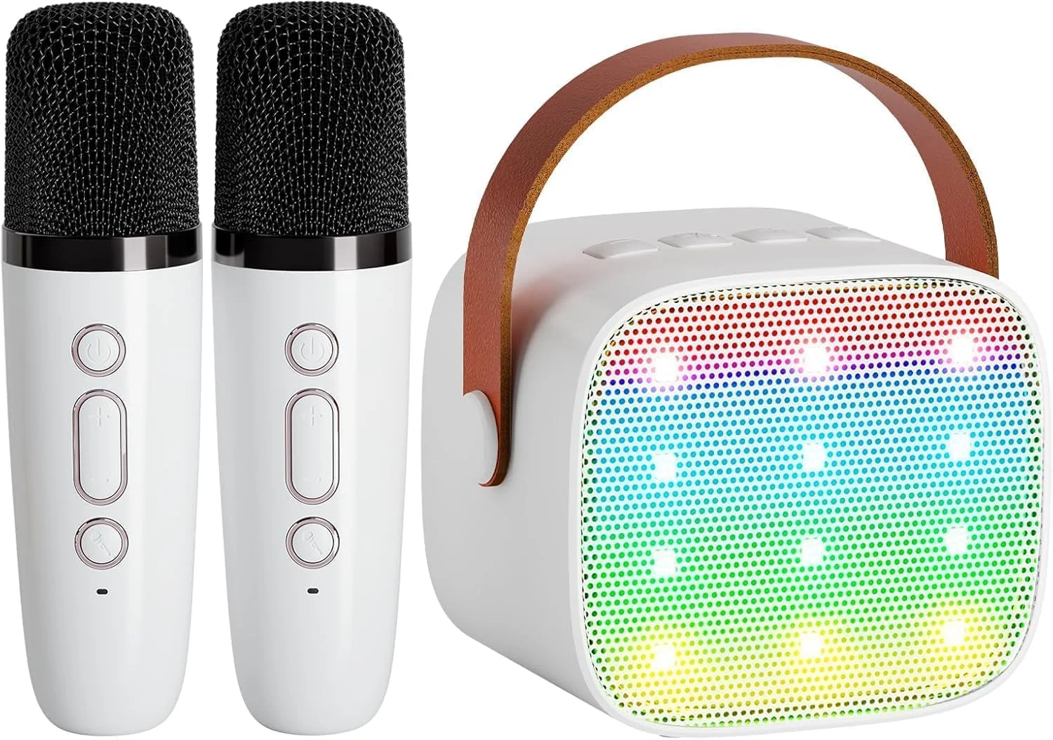 دستگاه کارائوکه مینی جدید برای کودکان و بزرگسالان، اسپیکر بلوتوث قابل حمل با 2 میکروفون بی سیم، هدیه تولد اسباب بازی برای دختران 4، 5، 6، 7، 8، 9، 10، 11، 12+ ساله، نوجوانان