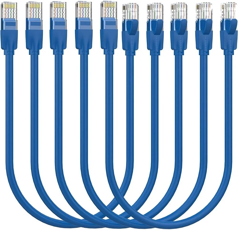 کابل شبکه Vention Cat 6 UTP گرد، X5، سرعت بالا 1000 مگابیت بر ثانیه، مناسب برای لپ تاپ / پروژکتور / کامپیوتر، طول 0.5 متر، آبی، بسته 5 عددی | IBELD-5