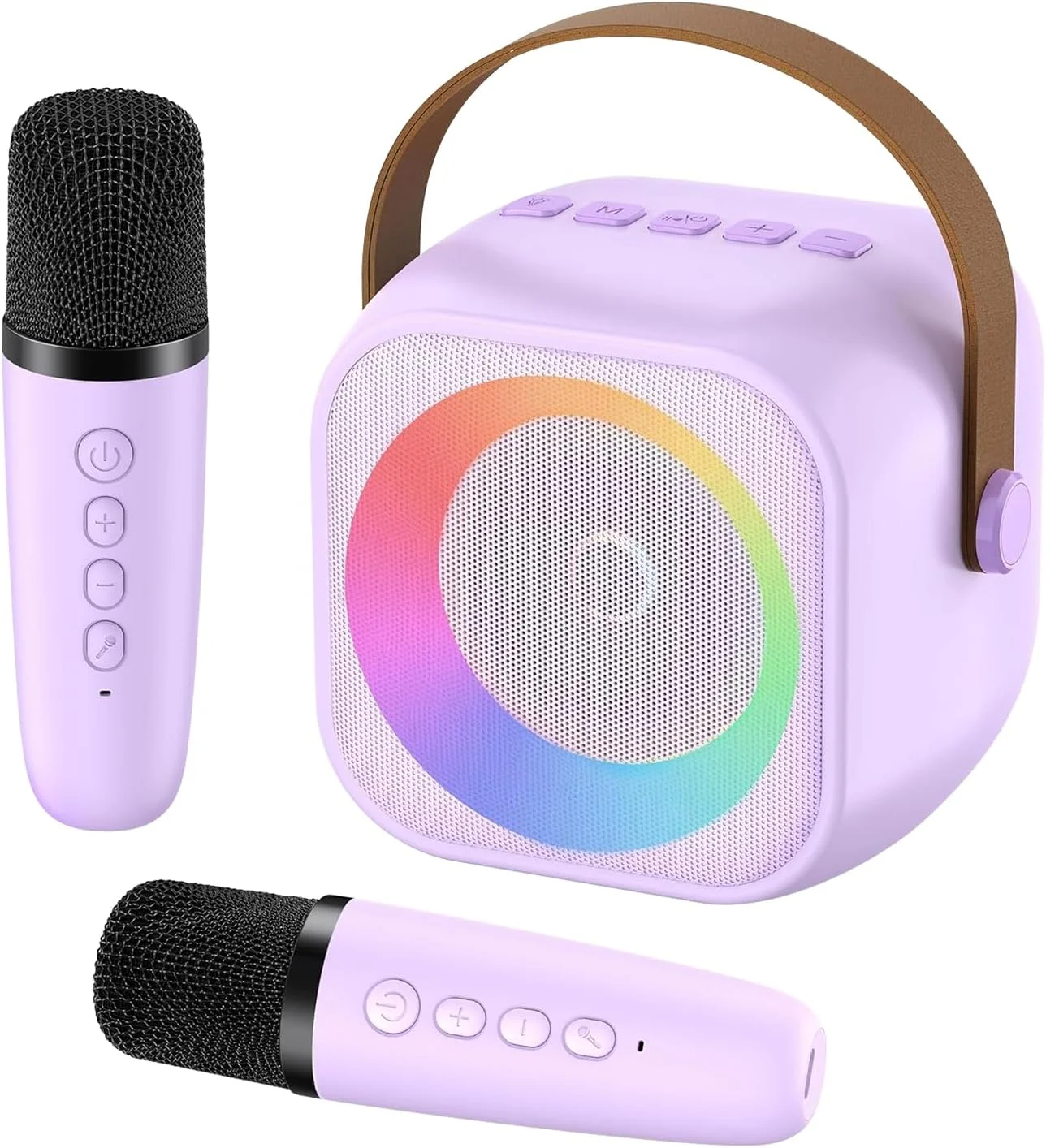 دستگاه کارائوکه قابل حمل بلوتوثی با 2 میکروفون بی سیم و چراغ، مناسب مهمانی های خانگی، هدیه برای دختران و بزرگسالان (K29)