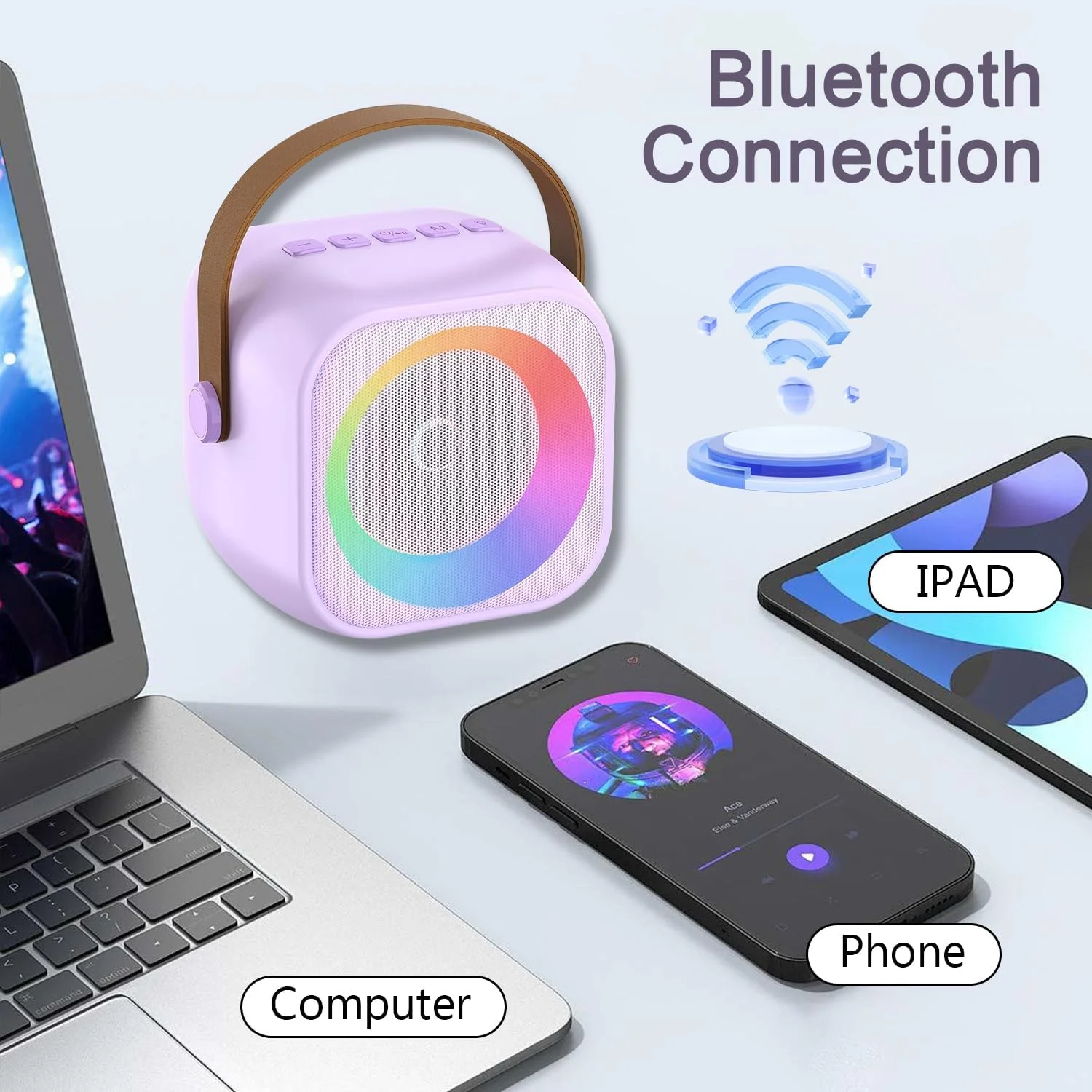 دستگاه کارائوکه قابل حمل بلوتوثی با 2 میکروفون بی سیم و چراغ، مناسب مهمانی های خانگی، هدیه برای دختران و بزرگسالان (K29) دستگاه کارائوکه قابل حمل بلوتوثی با 2 میکروفون بی سیم و چراغ، مناسب مهمانی های خانگی، هدیه برای دختران و بزرگسالان (K29)