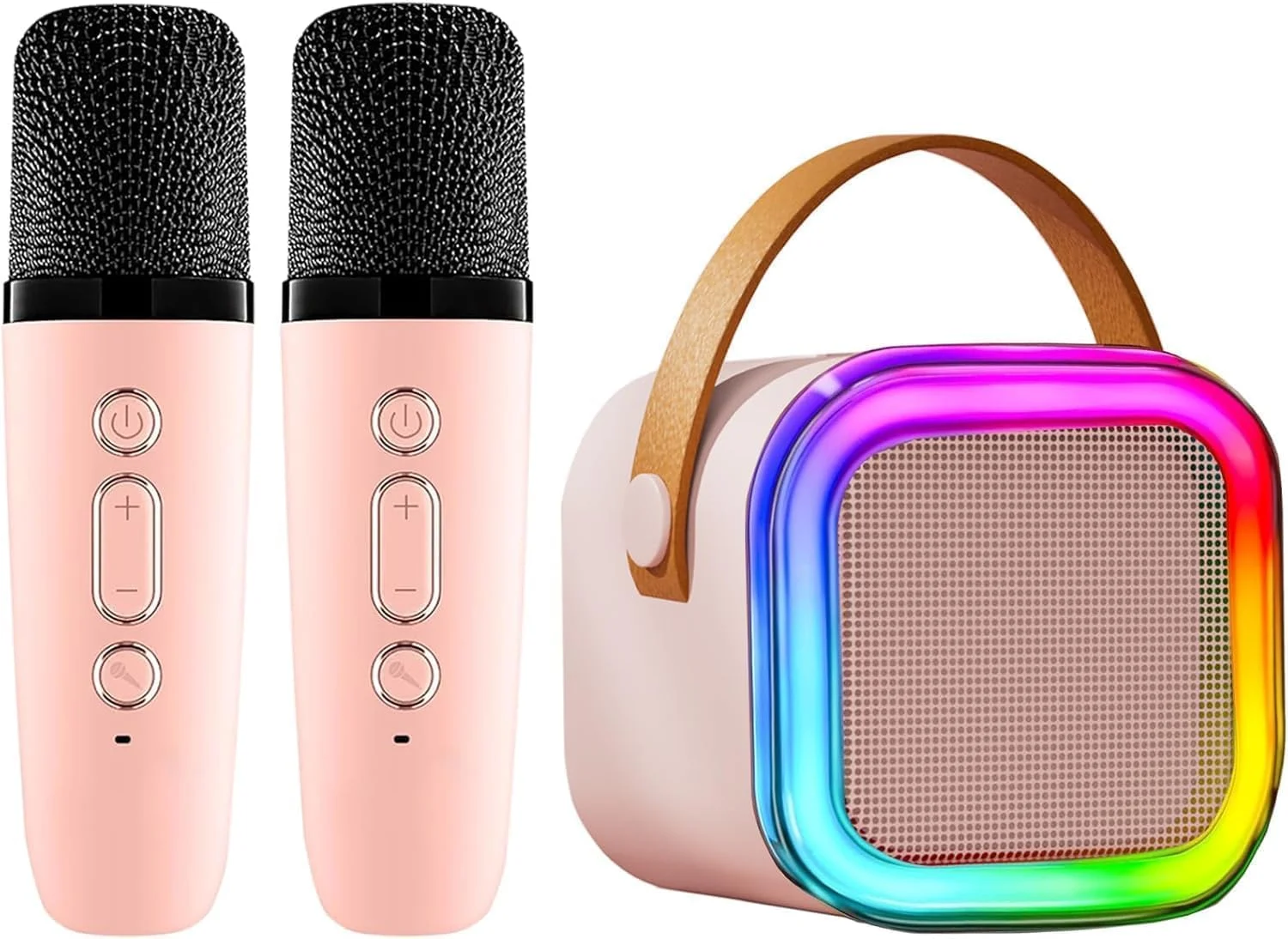دستگاه کارائوکه مینی جدید برای کودکان، اسپیکر کارائوکه بلوتوث قابل حمل - 2 میکروفون بی سیم، اسباب بازی و هدیه تولد برای دختران 4، 5، 6، 7، 8، 9، 10، 12+ سال