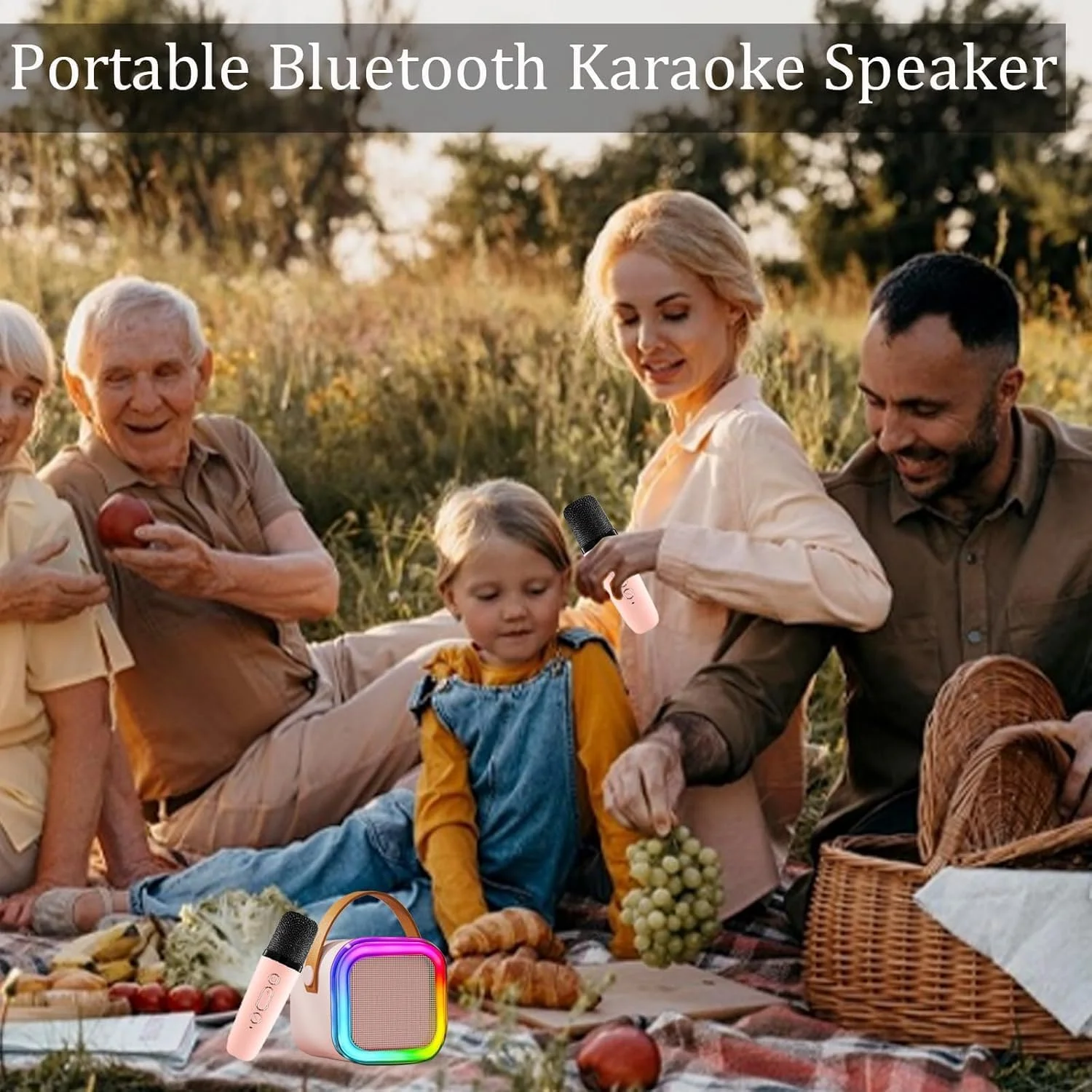 دستگاه کارائوکه کوچک جدید برای کودکان، اسپیکر کارائوکه بلوتوث قابل حمل - 2 میکروفون بی سیم، اسباب بازی و هدیه جشن تولد دخترانه برای سنین 4، 5، 6، 7، 8، 9، 10، 12 سال به بالا