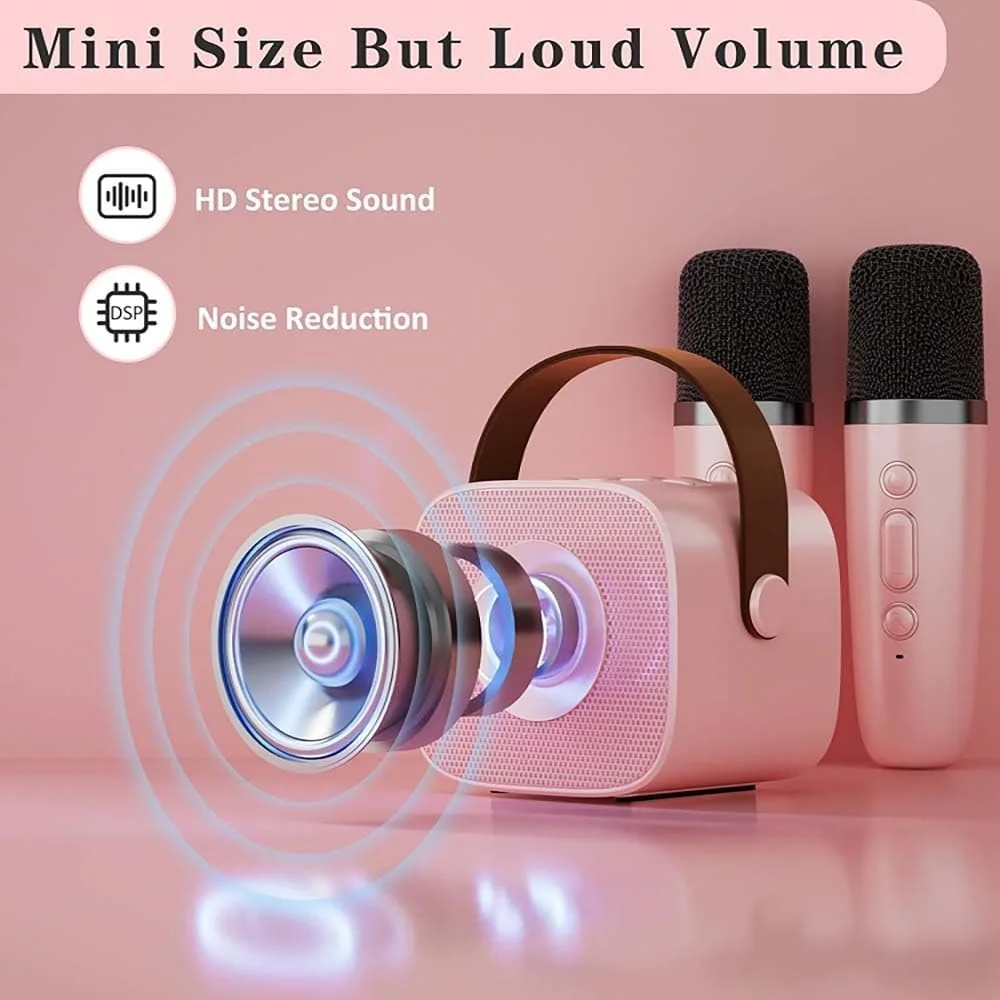 اسپیکر کارائوکه بلوتوث قابل حمل جدید با 2 میکروفون بی سیم برای کودکان و بزرگسالان