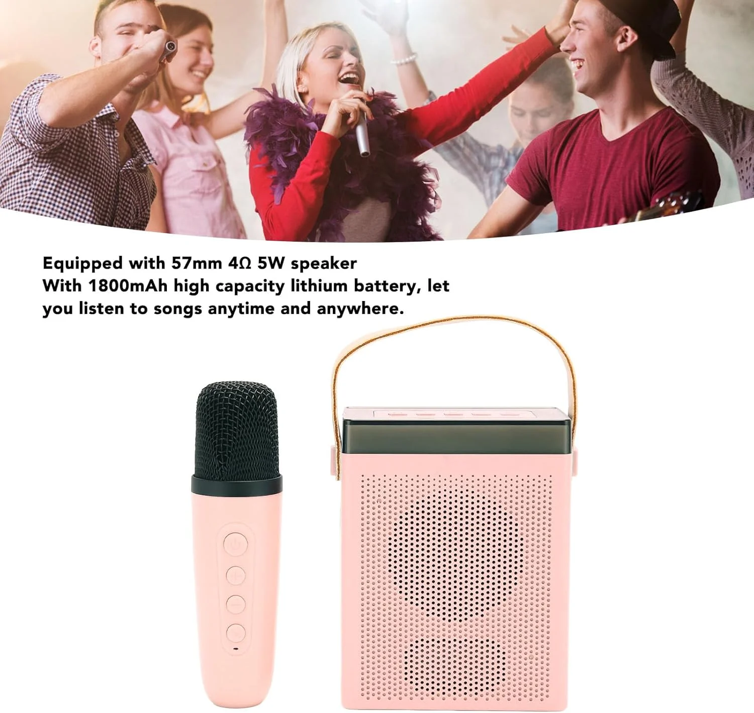 اسپیکر قابل حمل کارائوکه چند منظوره RGB با 2 میکروفون بی سیم برای کودکان و بزرگسالان (شماره 3)