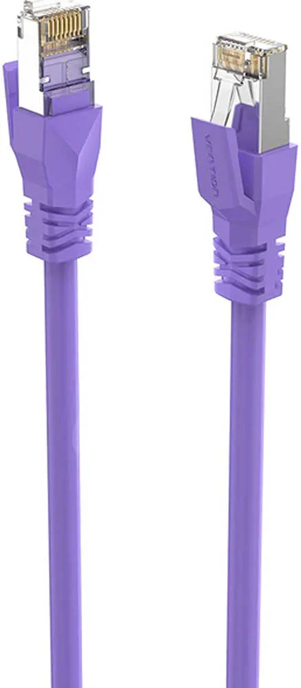 کابل شبکه Vention Cat.6a S/FTP، سیم 26AWG، انتقال داده تا 10 گیگابیت بر ثانیه، استاندارد OFC، پلاگ RJ45، روکش PVC، رسانای مسی، طول کابل 10 متر، بنفش | IBMVL