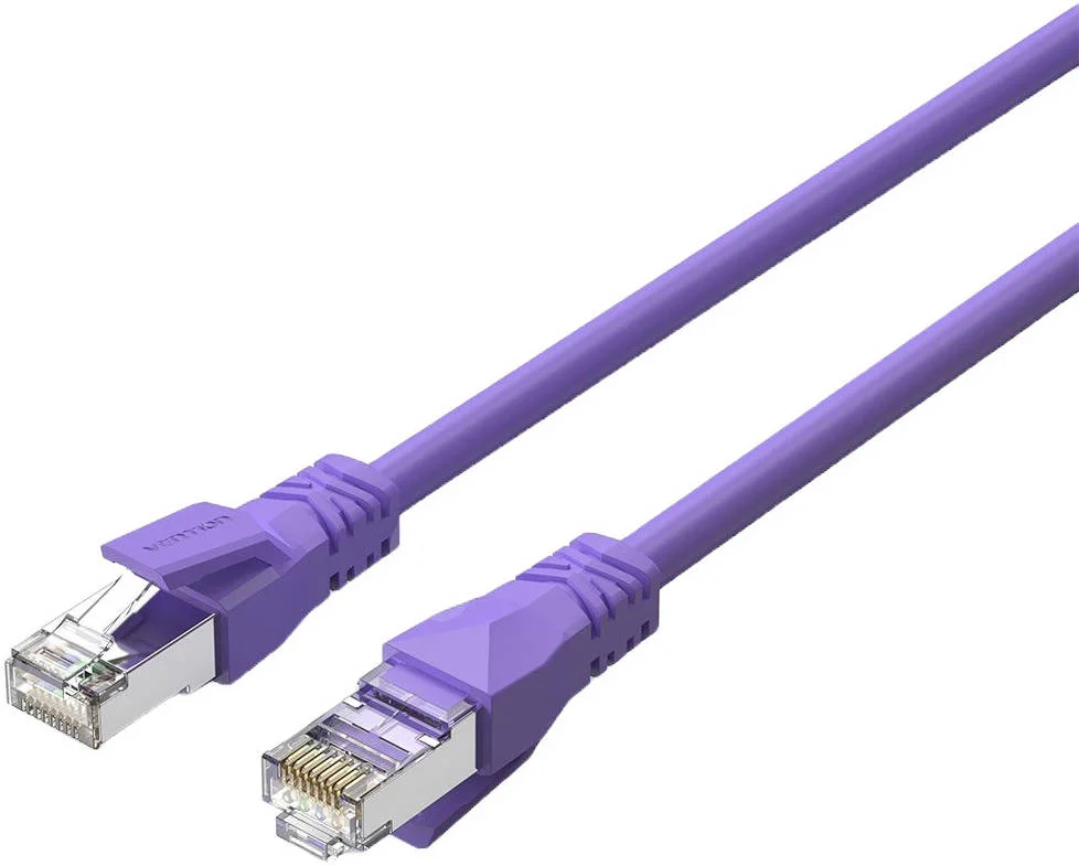 کابل شبکه Vention Cat.6a S/FTP، سیم 26AWG، انتقال داده تا 10 گیگابیت بر ثانیه، استاندارد OFC، پلاگ RJ45، روکش PVC، رسانای مسی، طول کابل 2 متر، بنفش | IBMVH