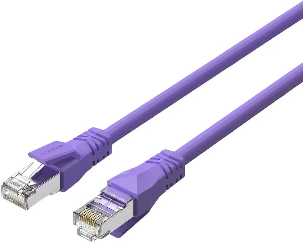 کابل شبکه Vention Cat.6a S/FTP، سیم 26AWG، انتقال داده تا 10 گیگابیت بر ثانیه، استاندارد OFC، پلاگ RJ45، روکش PVC، رسانای مسی، طول کابل 40 متر، بنفش | IBMVV