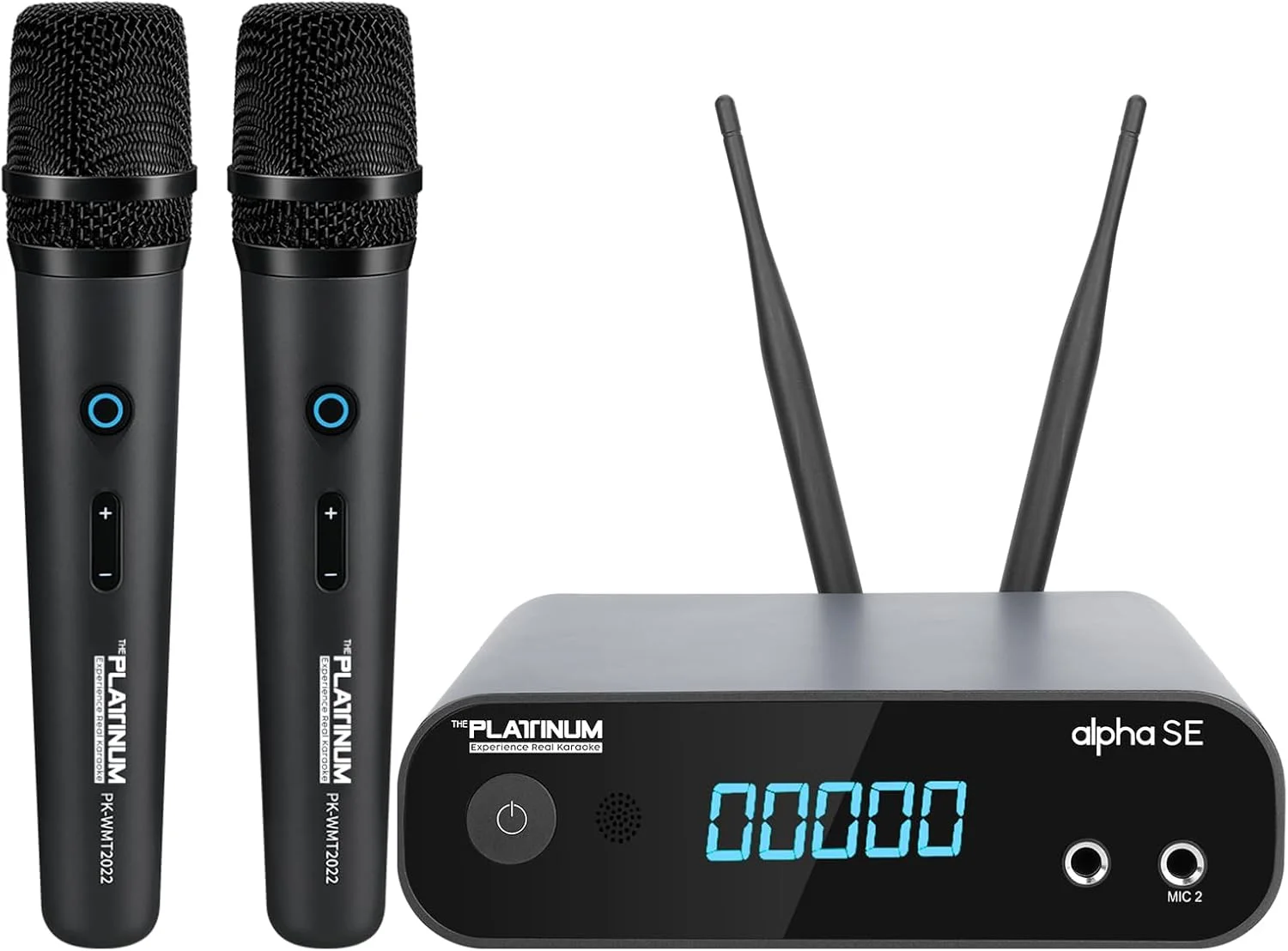 دستگاه کارائوکه حرفه ای پلاتینیوم آلفا SE برای بزرگسالان، 2 میکروفون بی سیم UHF، خروجی HDMI، ویدیوی 4K UHD، پشتیبانی از برنامه/یوتیوب، 23K+ آهنگ شامل انگلیسی/تاگالوگ/هندی، سیستم کارائوکه هوشمند