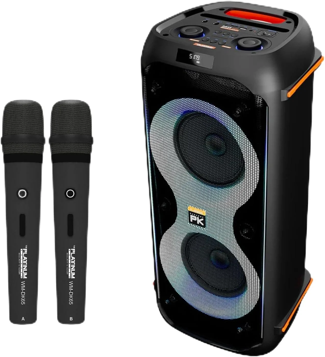 دستگاه پخش موسیقی و کارائوکه DK-65 Duo Party با بلندگوی داخلی، 2 میکروفون بی سیم و 20 هزار آهنگ انگلیسی و فیلیپینی OPM تاگالوگ