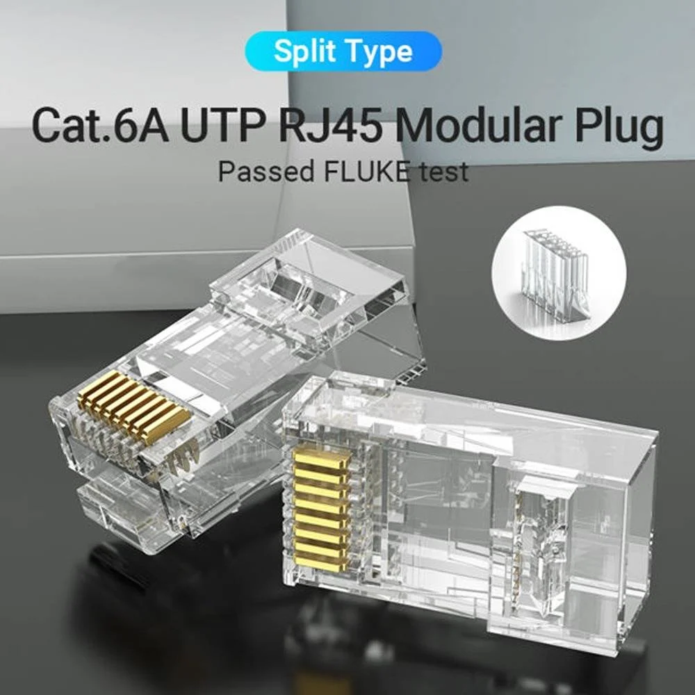 اتصالگر مادگی RJ45 Cat.6A UTP ونشن، نگهدارنده سیم بزرگ، شبکه پرسرعت، ضد زنگ بادوام، جنس PC با کیفیت بالا، بسته 100 عددی، شفاف | IDGR0-100