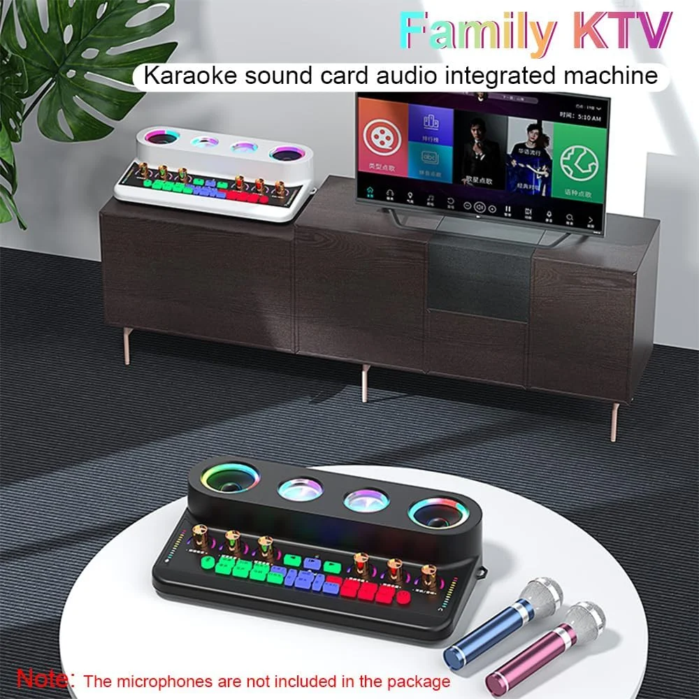 کارت صدا Pepisky و تجهیزات پادکست دستگاه کارائوکه قابل حمل کارت صدای چند منظوره BT تجهیزات پخش صدای الکتریکی با کاهش نویز DSP جلوه نور رنگارنگ برای پخش زنده