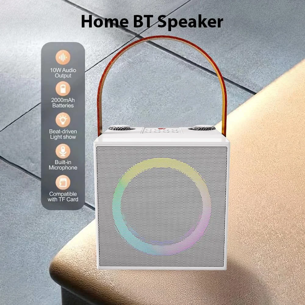 دستگاه کارائوکه Pepisky با 2 میکروفون بی سیم، بلندگو و میکروفون BT، ست KTV با جلوه های نور رنگارنگ 10 وات و بلندگوی 4 اینچی، سیستم کارائوکه دستی سبک و قابل حمل برای خانه