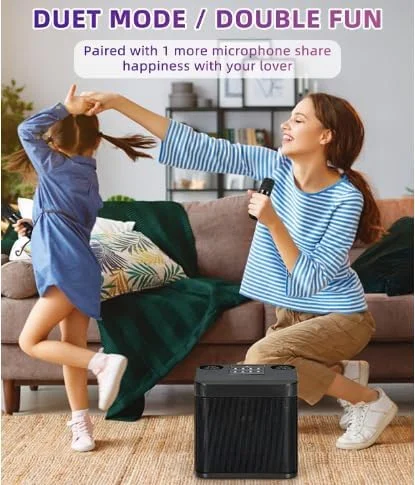 دستگاه کارائوکه قابل حمل بلوتوثی برای تلویزیون، همراه با 2 میکروفون بی سیم
