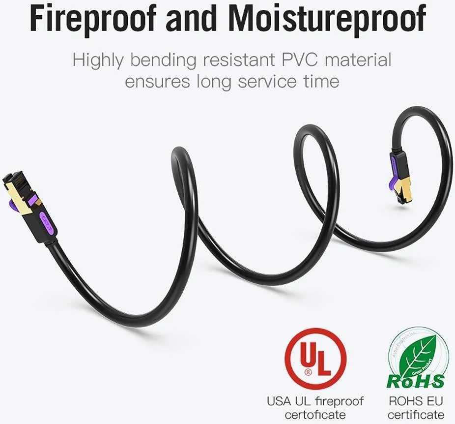 کابل اترنت Cat.7 SSTP Vention، پهنای باند پایدار 600 مگاهرتز، سرعت بالای 10 گیگابیت بر ثانیه، رابط روکش طلا، محافظ دوگانه / سرعت گشت و گذار سریعتر، پایدارتر در بازی، 15 متر، مشکی | ICDBN