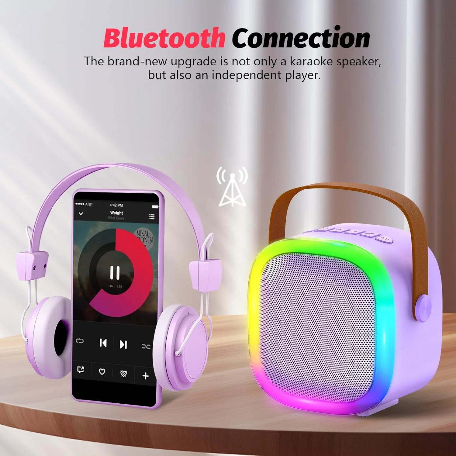 میکروفون کارائوکه برای کودکان و بزرگسالان، هدیه تولد کریسمس برای دختران و پسران 4 تا 12 ساله، اسباب بازی های کارائوکه برای سنین 4، 5، 6، 7، 8، 9، 10، 12+ سال جشن تولد (بنفش-03)