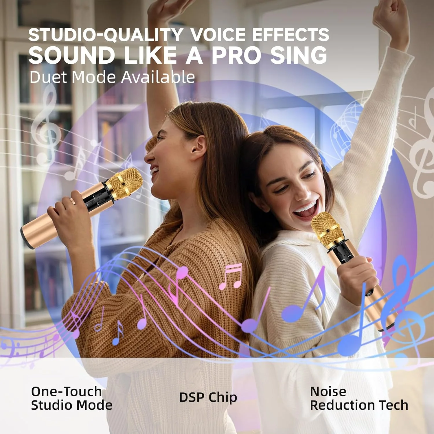 میکروفون کارائوکه بیسیم بلوتوثی، میکروفون دستی قابل حمل 4 در 1 با کارت صدای داخلی برای مهمانیهای خانگی، مسافرت، ضبط موسیقی (طلایی) میکروفون کارائوکه بیسیم بلوتوثی، میکروفون دستی قابل حمل 4 در 1 با کارت صدای داخلی برای مهمانیهای خانگی، مسافرت، ضبط موسیقی (طلایی)