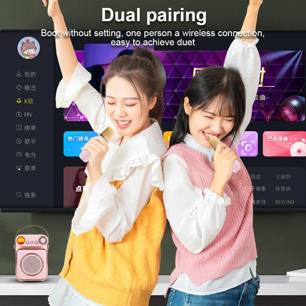 میکروفون های OUNA، ست میکروفون و بلندگوی بی سیم کارائوکه با 2 میکروفون قابل شارژ، چراغ شب رنگی LED، میکروفون دستی، بلندگوی کارائوکه، هدیه برای مهمانی تولد، مناسب برای میز، تناسب اندام، فضای باز، خانه، ست KTV