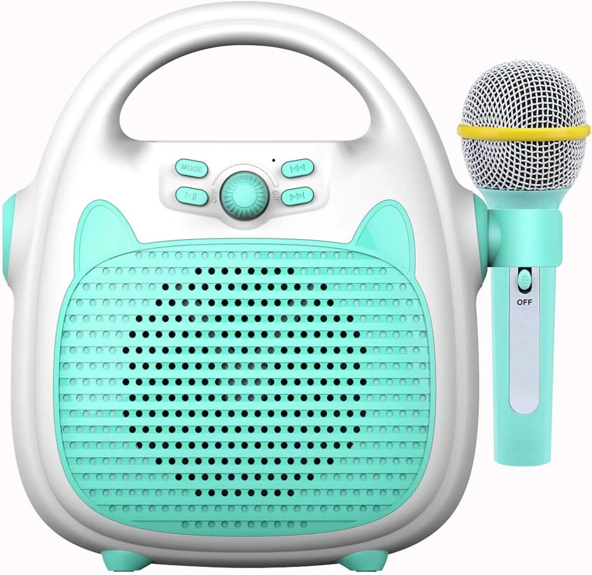 آمپلی فایر OUNA، دستگاه کارائوکه قابل حمل شارژی با میکروفون، اتصال BT/کارت حافظه/USB و نورپردازی برای پسران و دختران