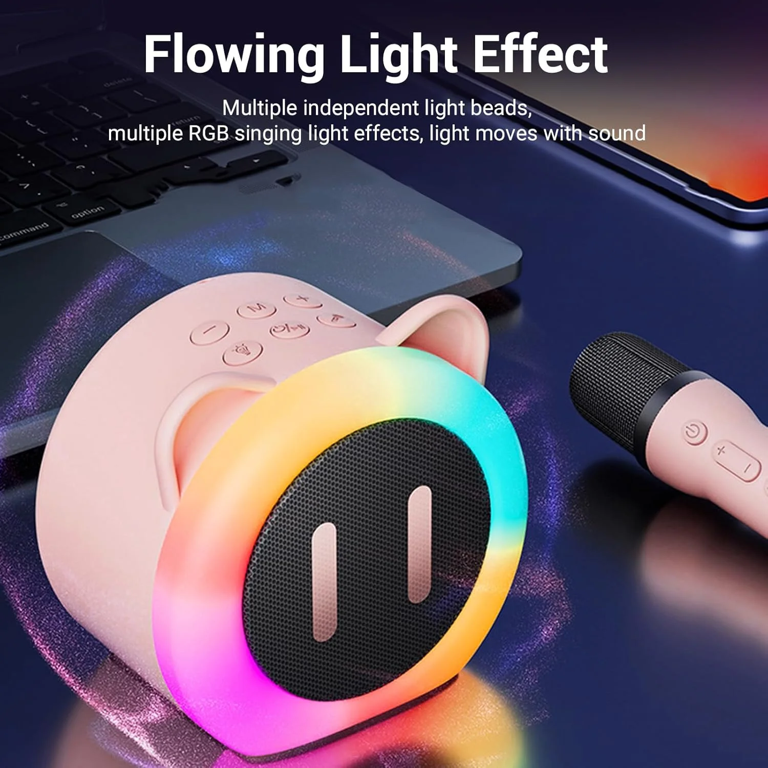 دستگاه کارائوکه بلوتوثی کوچک قابل حمل - صدای واضح و پایدار با دو میکروفون دستگاه کارائوکه بلوتوثی کوچک قابل حمل - صدای واضح و پایدار با دو میکروفون