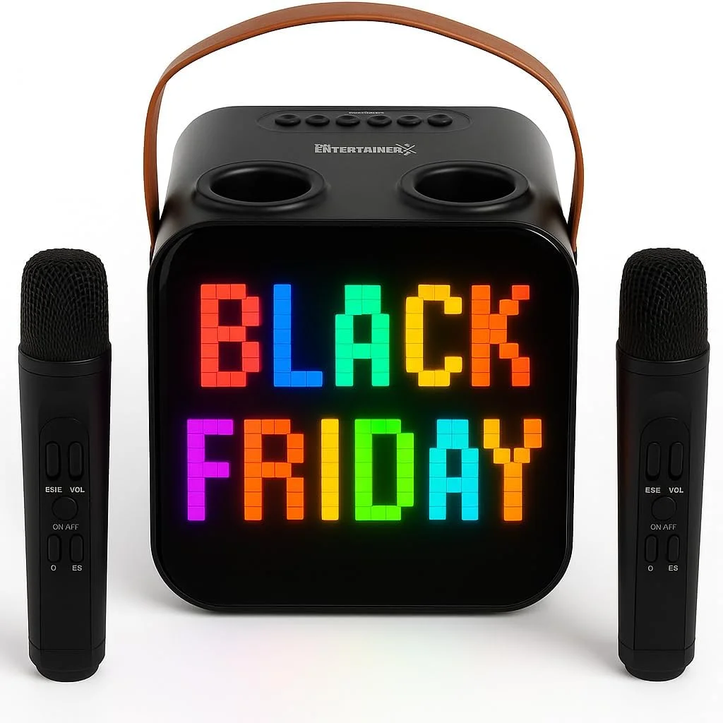 دستگاه کارائوکه و اسپیکر قابل حمل Mr Entertainer با میکروفون های بی سیم و چراغ. نانو