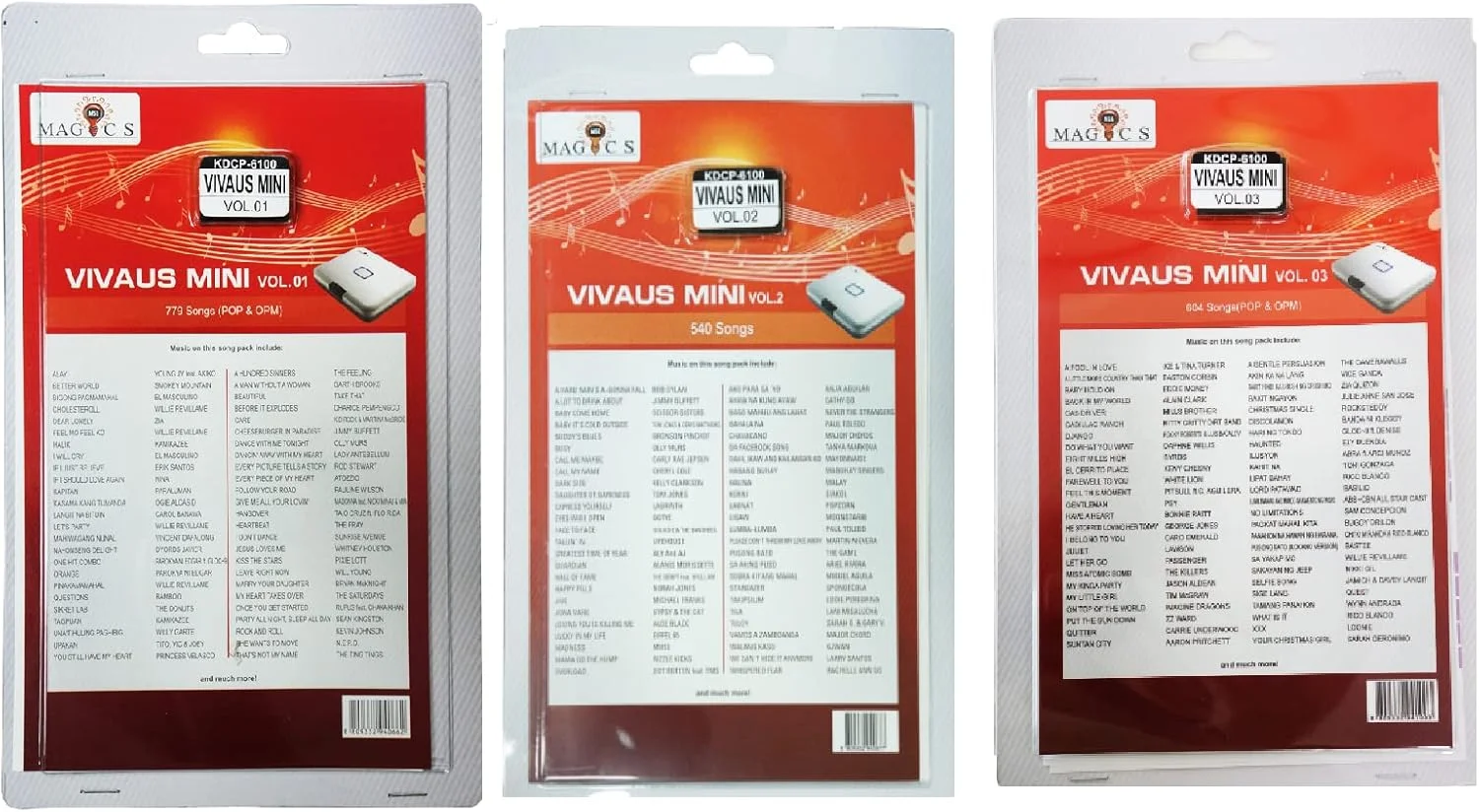 به روز رسانی آهنگ های دستگاه کارائوکه ویواوس مینی، جلد 1 تا 3