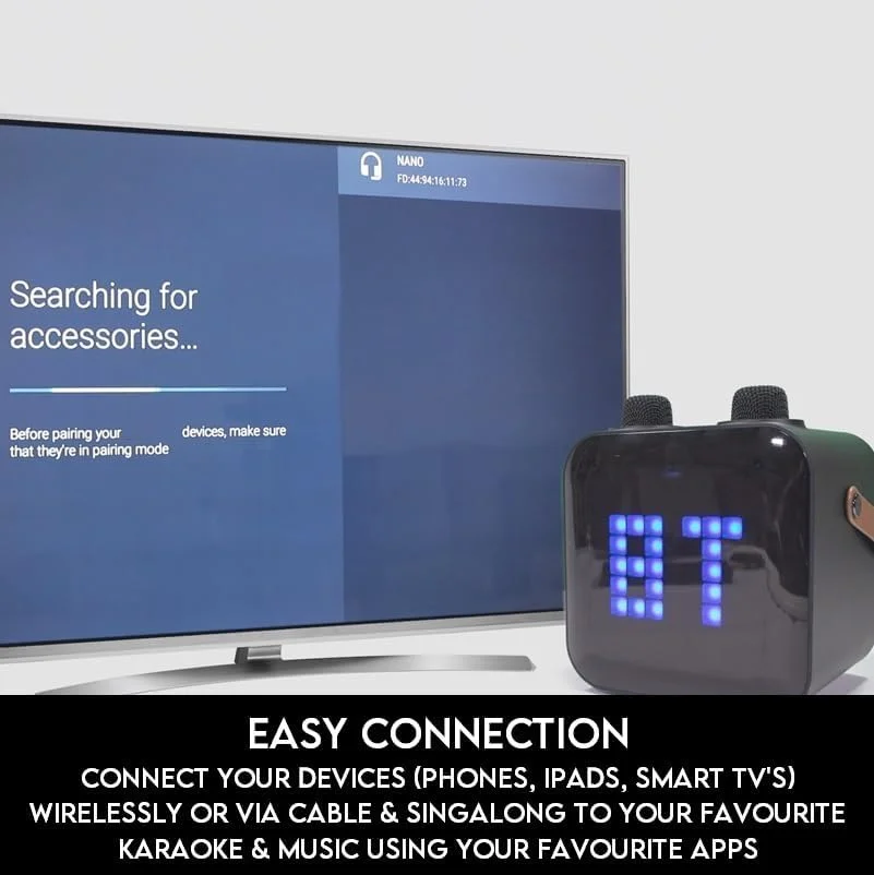 دستگاه کارائوکه و اسپیکر قابل حمل Mr Entertainer با میکروفون های بی سیم و چراغ. نانو